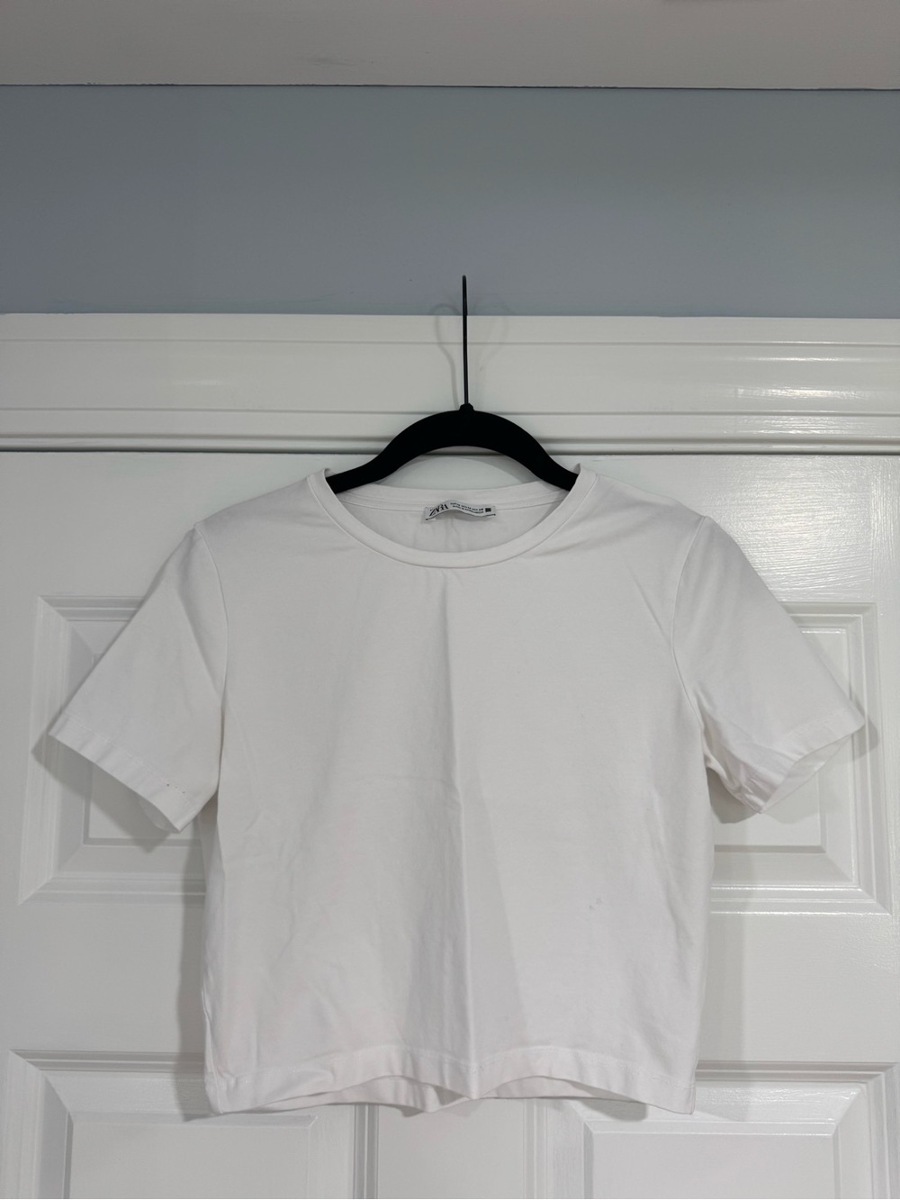 Zara White Cotton Crop Top